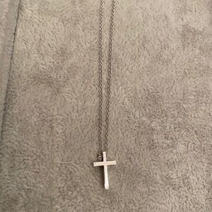Small sterling silver cross necklace